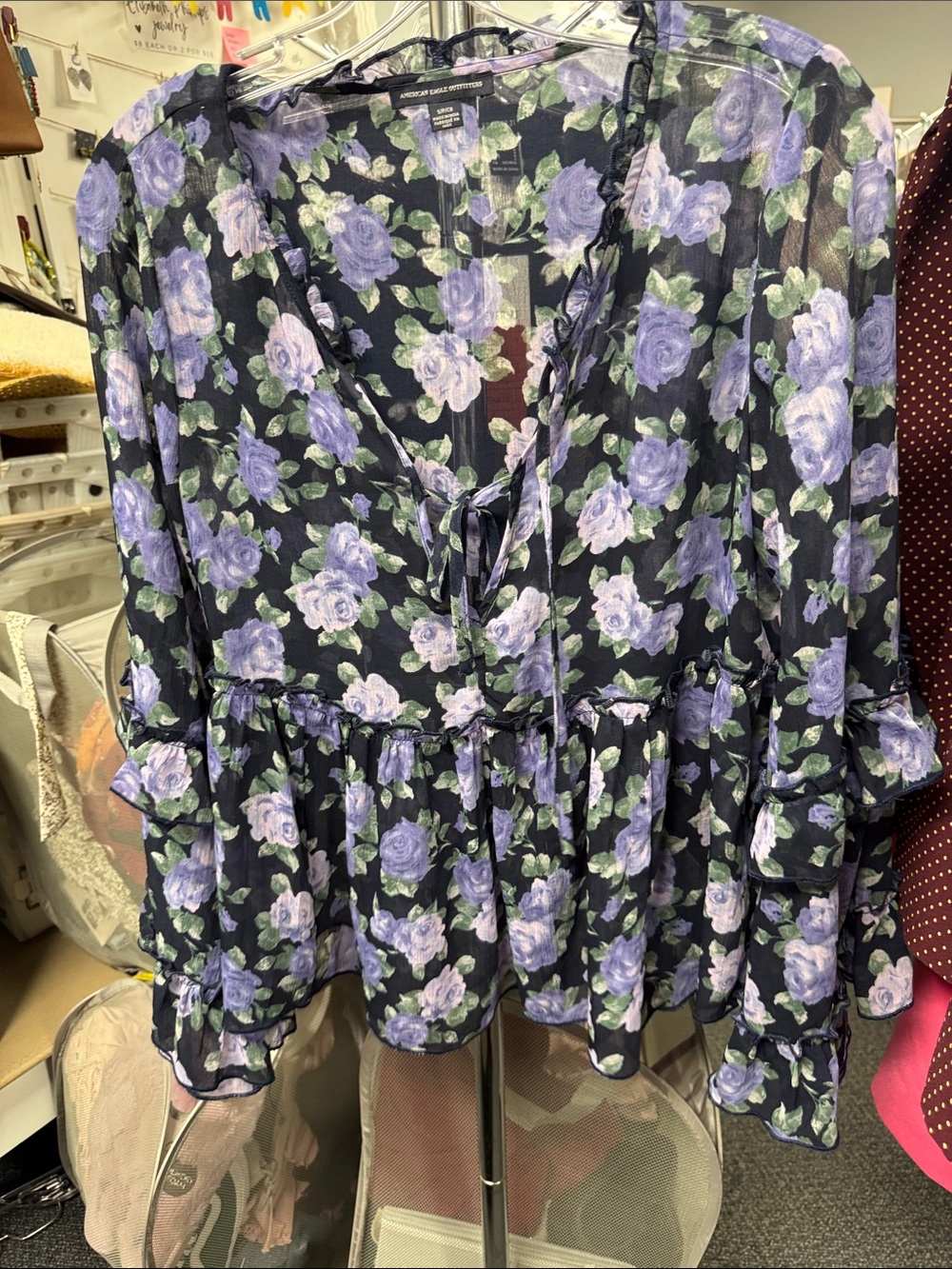 American eagle floral sheer top S // 092072
